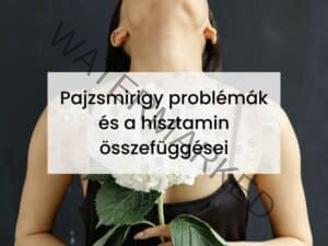 Nő kezében egy virággal hátrahajtott fejjel ahogy a pajzsmirigyét mutatja